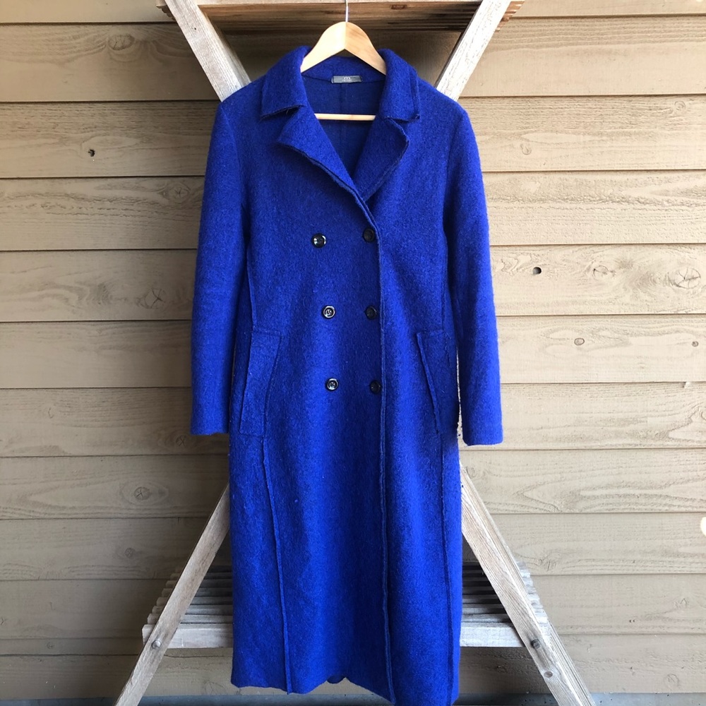 Made in Italy Blue Sweater Trench Coat